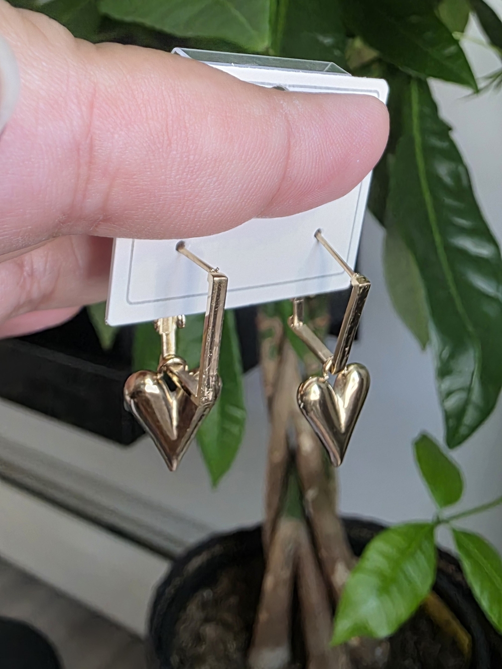 14k Gold Plated Heart Drop Hoop Earrings - Women's Jewelry